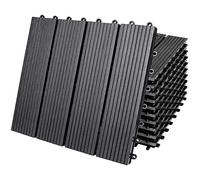 CASARIA® 11x Dalles WPC clipsables 30x30cm dalle terrasse extérieur antidérapant sol jardin caillebotis résistant UV intempéries imitation bois composite balcon classique anthracite