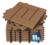 CASARIA® 11x Dalles WPC clipsables 30x30cm dalle terrasse extérieur antidérapant sol jardin caillebotis résistant UV intempéries imitation bois composite balcon mosaïque terre cuite