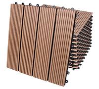 Casaria® 11x Dalles WPC clipsables 30x30cm Dalle terrasse extérieur antidérapant Sol Jardin caillebotis résistant UV intempéries Imitation Bois Composite Balcon Classique Terre Cuite