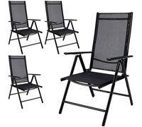 CASARIA 2/4/6x Chaises de jardin pliantes aluminium dossier réglable 8 positions