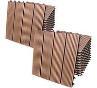 22x Dalles de jardin clipsables en bois composite WPC terracotta 30 x 30 cm Type classique Revêtement de sol extérieur