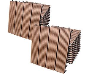 Casaria® 22x Dalles WPC clipsables 30x30cm Dalle terrasse extérieur antidérapant Sol Jardin caillebotis résistant UV intempéries Imitation Bois Composite Balcon Classique Terre Cuite