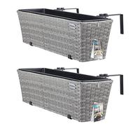 Casaria 2X Bac à Fleurs 11 litres Support de Montage intérieur extérieur jardinière Pot de Fleurs décoration Balcon terrasse Gris