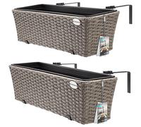 Casaria 2X Bac à Fleurs 11 litres Support de Montage intérieur extérieur jardinière Pot de Fleurs décoration Balcon terrasse crème