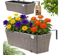 Casaria 2X Bac à Fleurs 11 litres Support de Montage intérieur extérieur jardinière Pot de Fleurs décoration Balcon terrasse crème