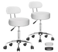 Casaria® 2X Chaise Bureau Gaming Blanche Pivotante avec Dossier, Siège Similicuir Réglable sur roulettes pour Bureau Gaming Ou Fauteuil Salon Polyvalent Adulte Tabouret Coiffeuse