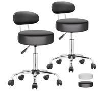 Casaria® 2X Chaise Bureau Gaming Noire Pivotante avec Dossier, Siège Similicuir Réglable sur roulettes pour Bureau Gaming Ou Fauteuil Salon Polyvalent Adulte Tabouret Coiffeuse