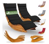 CASARIA® 2x Chaise longue à bascule JAVA avec housse anthracite bois d'acacia certifié FSC® pliable Capacité de charge 160kg