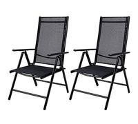 Casaria 2X Chaises de Jardin à Dossier Haut Anthracite Aluminium Pliable résistante intempéries Dossier réglable 8 Positions accoudoirs 120kg