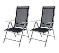 Casaria 2X Chaises de Jardin à Dossier Haut Argent Aluminium Pliable résistante intempéries Dossier réglable 8 Positions accoudoirs 120kg