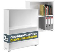 Casaria® 2X Étagères bibliothèque Blanc 77x60x28 cm Meuble de Rangement Vela 2 Compartiments pour Salon Bureau Chambre
