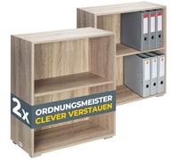 CASARIA® 2x Étagères bibliothèque chêne 77x60x28 cm Meuble de rangement VELA 2 compartiments pour salon bureau chambre