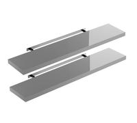 CASARIA 2x Étagères Murales Flottantes 110 cm Gris Brillant MDF Robuste Effet Flottant étagère Bois Rangement décoration