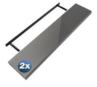 Casaria 2X Étagères Murales Flottantes 110 cm Gris Brillant MDF Robuste Effet Flottant étagère Bois Rangement décoration