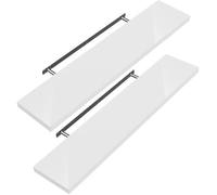 CASARIA 2x Étagères Murales Flottantes 50 cm Blanc Brillant MDF Robuste Effet Flottant étagère Bois Rangement décoration