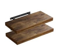 CASARIA 2x Étagères Murales Flottantes 50 cm Chêne foncé MDF Robuste Effet Flottant étagère Bois Rangement décoration