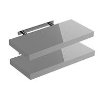 Casaria 2X Étagères Murales Flottantes 50 cm Gris Brillant MDF Robuste Effet Flottant étagère Bois Rangement décoration