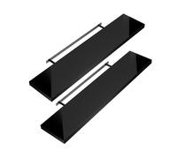 CASARIA 2x Étagères Murales Flottantes 50 cm Noir Brillant MDF Robuste Effet Flottant étagère Bois Rangement décoration