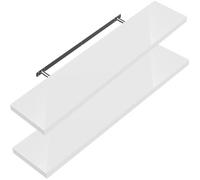 CASARIA 2x Étagères Murales Flottantes 70 cm Blanc Brillant MDF Robuste Effet Flottant étagère Bois Rangement décoration