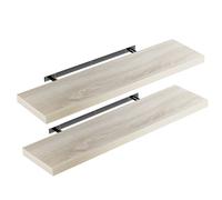 Casaria 2X Étagères Murales Flottantes 90 cm Chêne MDF Robuste Effet Flottant étagère Bois Rangement décoration