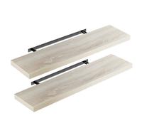 CASARIA 2x Étagères Murales Flottantes 90 cm Chêne MDF Robuste Effet Flottant étagère Bois Rangement décoration