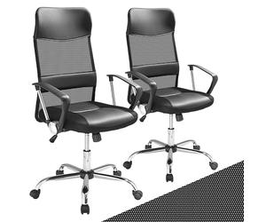 Casaria 2X Fauteuil de Bureau Noir Pivotant Ergonomique Réglable en Hauteur Fonction de basculement Chaise Gaming