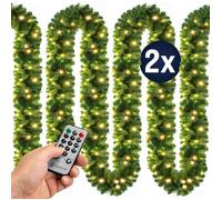CASARIA® 2x Guirlandes de Noël lumineuses 5m 100 LED blanc chaud avec télécommande Décoration de noël en sapin artificiel