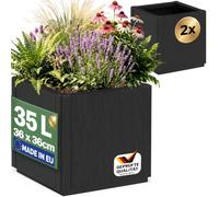 CASARIA® 2X Jardinières Carré Ethica Anthracite 35L