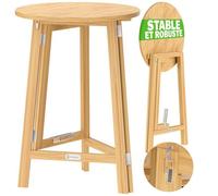 CASARIA® 2x Mange Debout Table Haute Ronde Pliable en Bois Massif, 3 Pieds, Intérieur/Extérieur, Robuste Élégante, Charge Max 80kg