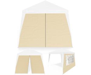 CASARIA® 2X Parois latérales tonnelle de Jardin 3x3m imperméable fenêtre Fermeture éclair Panneau latéral Mur côté pavillon Pop-Up Beige