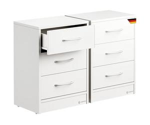 CASARIA 2X Table de Nuit Blanc 3 tiroirs 54x39x28cm Table de Chevet Chambre à Coucher Petit Meuble intérieur Rangement