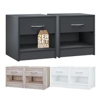 CASARIA® 2x table de nuit table de chevet Anthracite avec tiroir poignée en aluminium mobilier chambre à coucher 39x28x41cm