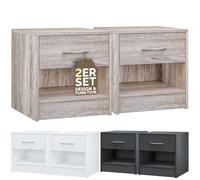 CASARIA® 2x table de nuit table de chevet Chêne avec tiroir poignée en aluminium mobilier chambre à coucher 39x28x41cm