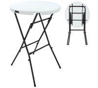 CASARIA® 2x Table haute de bar pliante mange-debout Ø 72 cm blanc hauteur 110 cm table de bistrot jardin extérieur