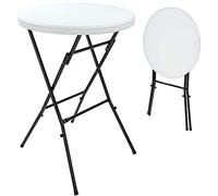 Casaria® 2X Table Haute de Bar Pliante Mange-Debout Ø 72 cm Blanc Hauteur 110 cm Table de bistrot Jardin extérieur