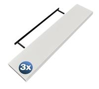 Casaria® 3X Étagères murales flottantes MDF Blanc 110cm Mat Robuste Effet Flottant Support de Fixation Inclus étagère Bois Rangement Livre