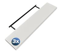 Casaria® 3X Étagères murales flottantes MDF Blanc 110cm Mat Robuste Effet Flottant Support de Fixation Inclus étagère Bois Rangement Livre