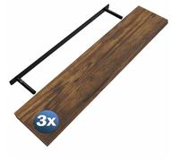 Casaria® 3X Étagères murales flottantes MDF chêne foncé 110cm Robuste Effet Flottant Support de Fixation Inclus étagère Bois Rangement Livre