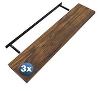Casaria® 3X Étagères murales flottantes MDF chêne foncé 110cm Robuste Effet Flottant Support de Fixation Inclus étagère Bois Rangement Livre