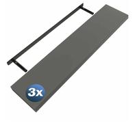 CASARIA® 3X Étagères murales flottantes MDF Gris Mat 110cm Robuste Effet Flottant Support de Fixation Inclus étagère Bois Rangement Livre