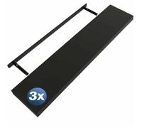 CASARIA® 3X Étagères murales flottantes MDF Noir Mat 110cm Robuste Effet Flottant Support de Fixation Inclus étagère Bois Rangement Livre