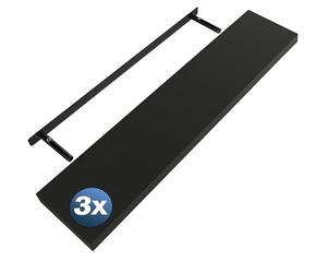 Casaria® 3X Étagères murales flottantes MDF Noir Mat 110cm Robuste Effet Flottant Support de Fixation Inclus étagère Bois Rangement Livre