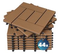 CASARIA® 44x Dalles WPC clipsables 30x30cm dalle terrasse extérieur antidérapant sol jardin caillebotis résistant UV intempéries imitation bois composite balcon mosaïque terre cuite