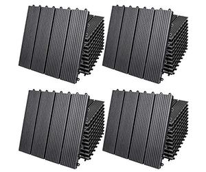 Casaria® 44x Dalles WPC clipsables 30x30cm Dalle terrasse extérieur antidérapant Sol Jardin caillebotis résistant UV intempéries Imitation Bois Composite Balcon Classique Anthracite