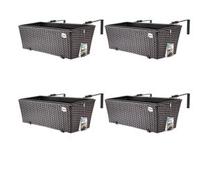 Casaria 4X Bac à Fleurs 11 litres Support de Montage intérieur extérieur jardinière Pot de Fleurs décoration Balcon terrasse Brun
