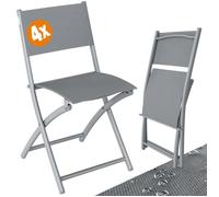 Casaria® 4X Chaise de Jardin Pliante Gris Max 130kg résistante 46x52x80cm Chaise Pliante Balcon terrasse Jardin Meuble