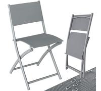 Casaria® 4X Chaise de Jardin Pliante Gris Max 130kg résistante 46x52x80cm Chaise Pliante Balcon terrasse Jardin Meuble