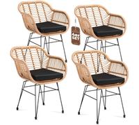 CASARIA® 4x Chaise de jardin salle à manger polyrotin fauteuil intérieur extérieur résistant aux UV salon de jardin