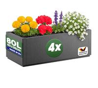 Casaria® 4X Jardinière Ethica Anthracite 80x36x36cm 80 L résistante Fond d'écoulement Bac à Fleurs Pot de Fleurs Jardin Balcon