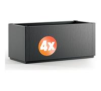 CASARIA 4x Jardinière Ethica Anthracite 80x36x36cm 80L résistante fond d'écoulement Bac à fleurs Pot de fleurs Jardin Balcon